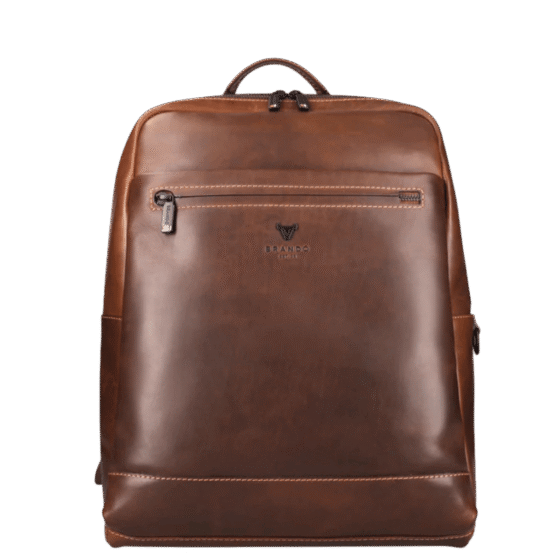 Brando James Leather 3416 15 inch laptop backpack brown front png