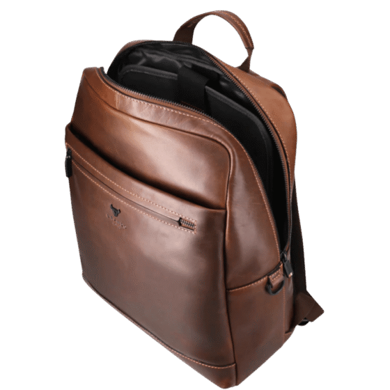 Brando James Leather 3416 15 inch laptop backpack brown front3qrtr2 png