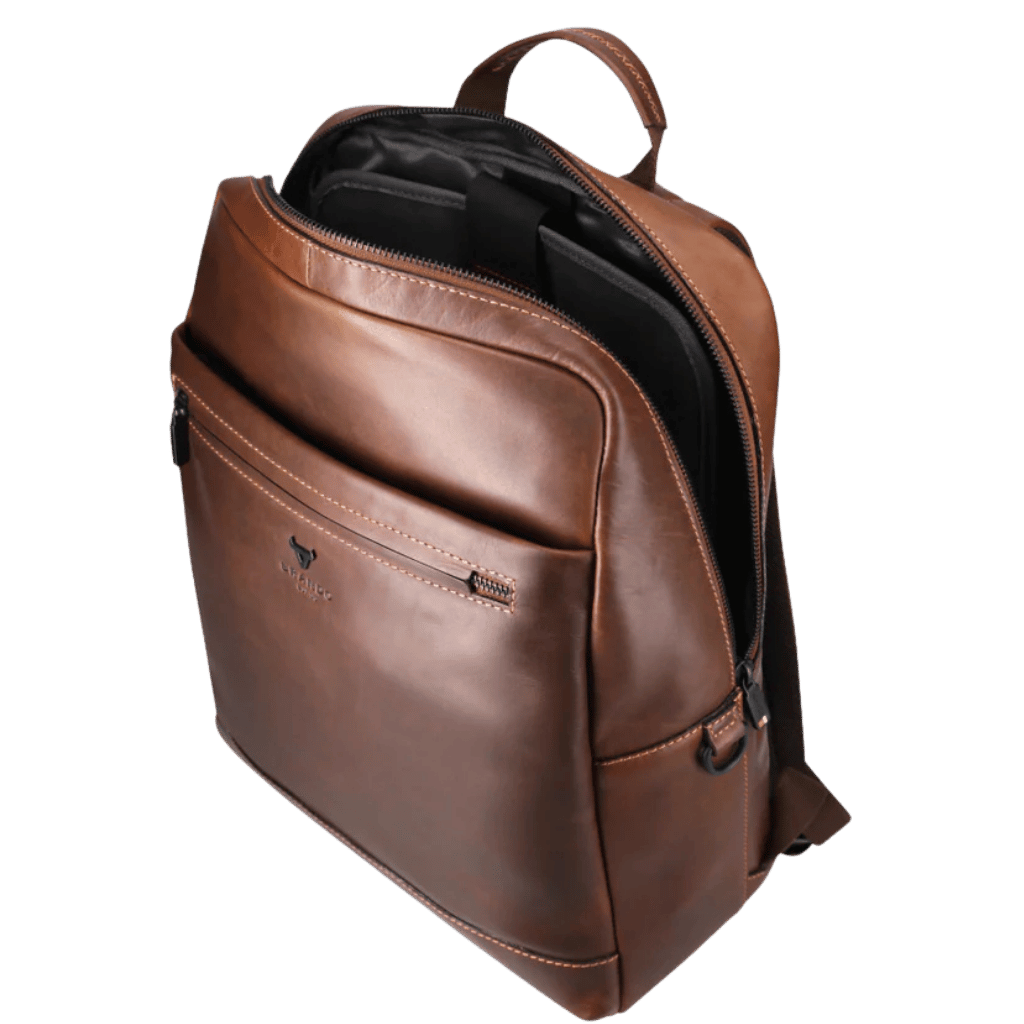 Brando James Leather 3416 15 inch laptop backpack brown front3qrtr2 png