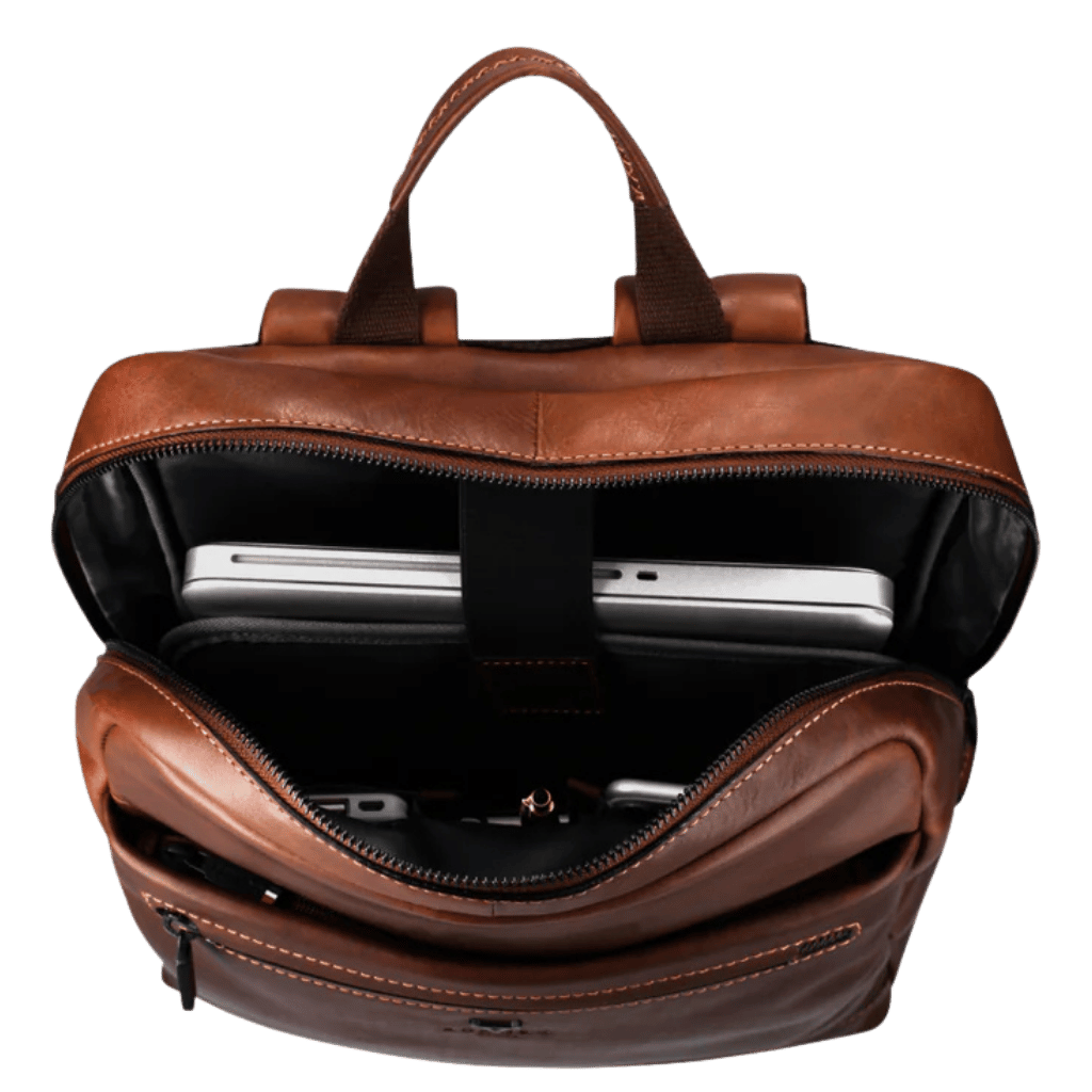 Brando James Leather 3416 15 inch laptop backpack brown interior png