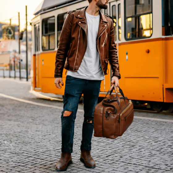 Brando Winchester 3185 Leather Duffle medium brown lifestyle png